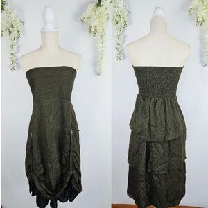 AVATAR Strapless Midi Dress Small Black Stripe